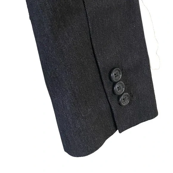 Eddie Bauer Mens Dark Gray Canvas Blazer Size M Medium Herringbone Sports Coat - Picture 6 of 10